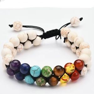 Creative Bracelet Natural Healing Stones Beads Double Layered Adjustable B7
